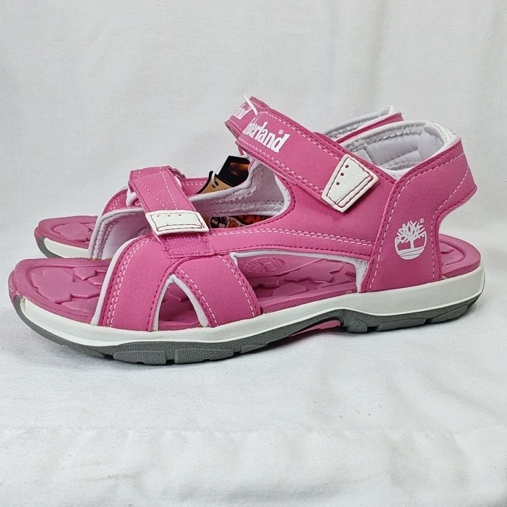 Timberland Mad River 2-Strap Sandals Rose Pink White EU 36 4 Big Kids New in Box